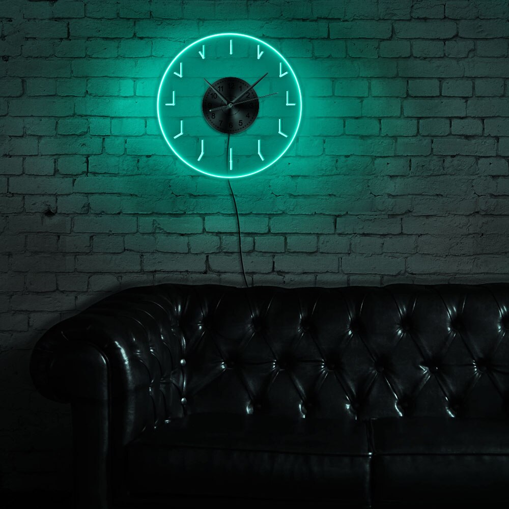 Redundant ledbelysning väggklocka akryl led kant tänd redundans lysande väggklocka modernt kontorsrum led väggdekor