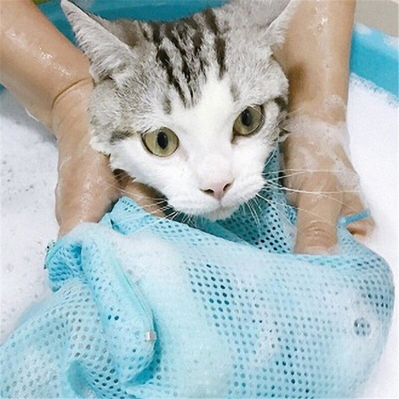 Upgraded Cat Bath Bag Nylon Mesh Breathable Pet Grooming Bag Anti Scratch Bags Nail Trimming Injecting Tool for Pets Cats