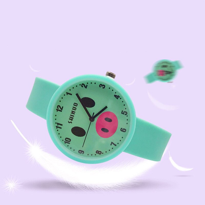 Montre à Quartz en Silicone souple pour garçon et fille, jouet cochon de dessin animé, d&#39;anniversaire
