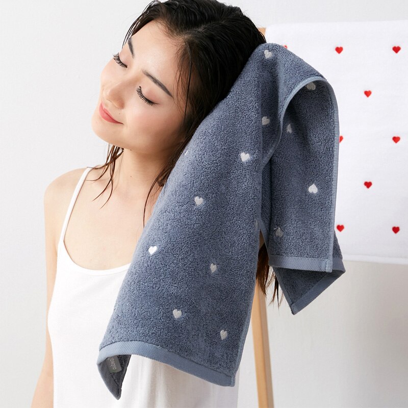 Serviette de bain visage brodé en coton épais pour amoureux/Couples serviettes de bain absorbantes de pour adultes serviette 500gsm