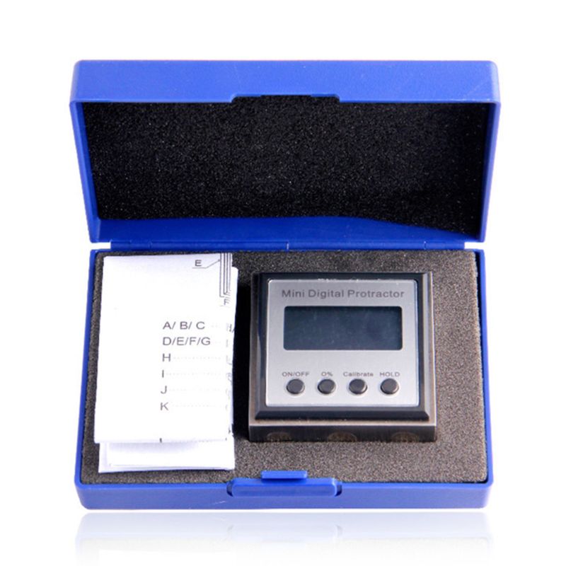 360 Degree Mini Digital Inclinometer with Magnetic Base Stainless Steel Housing