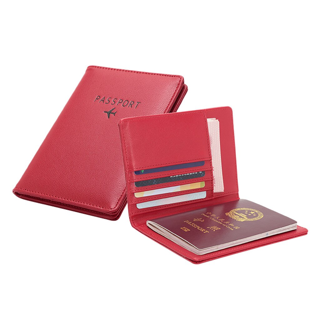 Leuke Paspoort Deksel multifunctionele Reizen Paspoort Portemonnee Tri-fold Document Organizer Houder voor paspoort Meisjes Case Pouch paspor: Red 