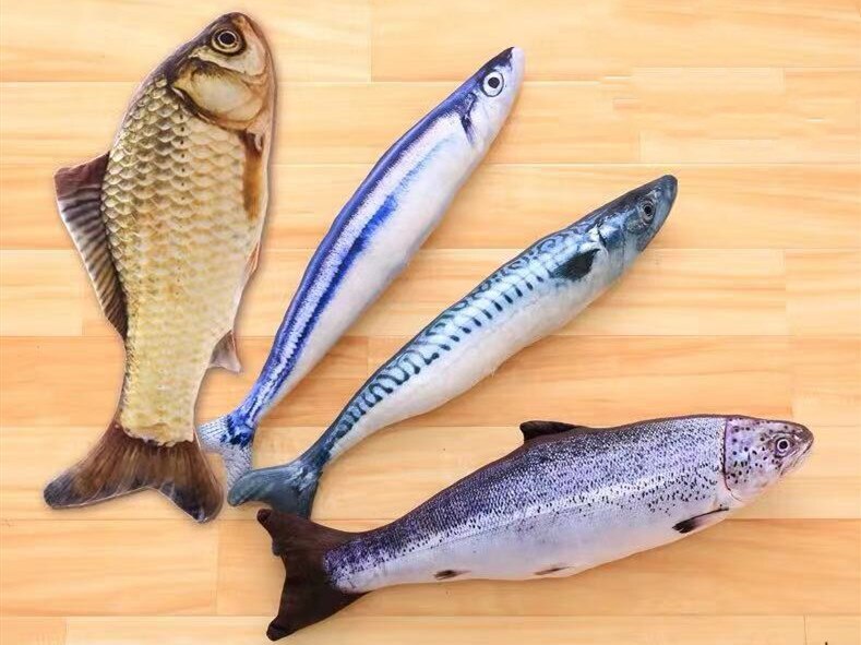 Pack Katzenminze Spielzeug für Katzen Fisch Spielzeug Simulation Plüsch Fisch bilden Spielzeug Puppe Interaktive Haustiere Kissen Kauen Biss trete für katze
