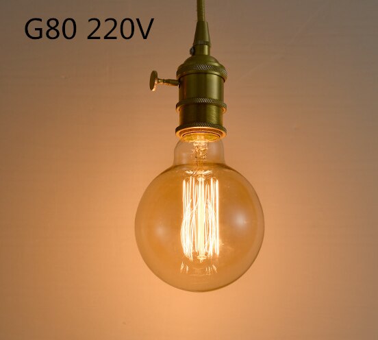 Bombilla Edison E27, 40W, 60W, 220V, A60, BT53, ST64, A19, T45, ST48, ampolla de luz incandescente, lámpara Vintage para decoración de Navidad: G80 / 60W 220V