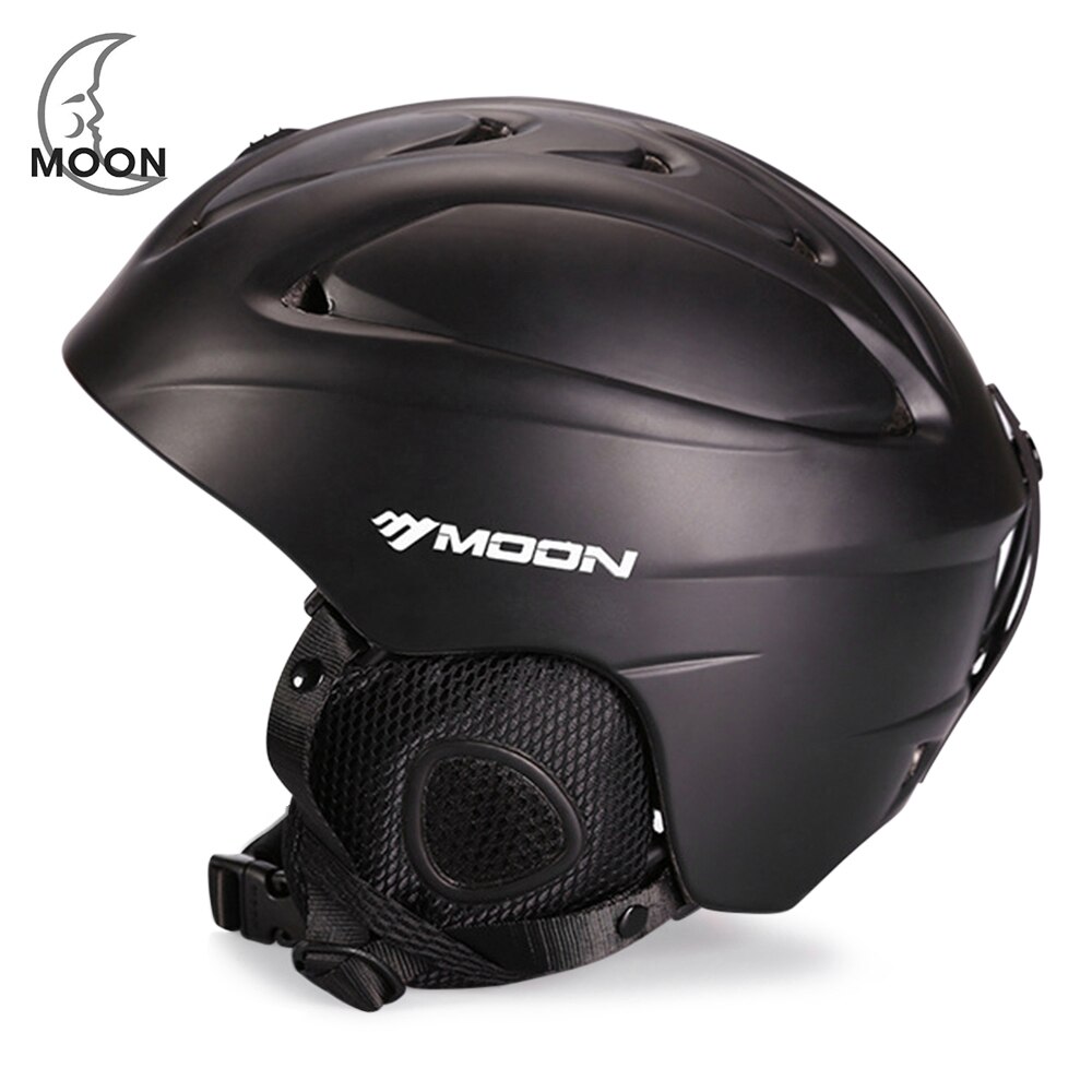 Moon Ski Helmet Single Board Double Snowboard Protective Gear Equipment: Natural Black / M