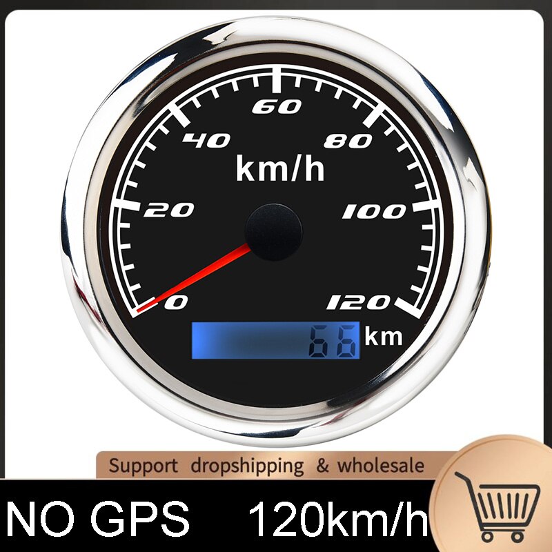 Boot Snelheidsmeter Gauge 30 Km/h 60 Km/h 120 Km/h 200 Km/h Kilometerteller Gauge Zonder Gps Antenne Met Rode Backlight: NO GPS 120kmh BS
