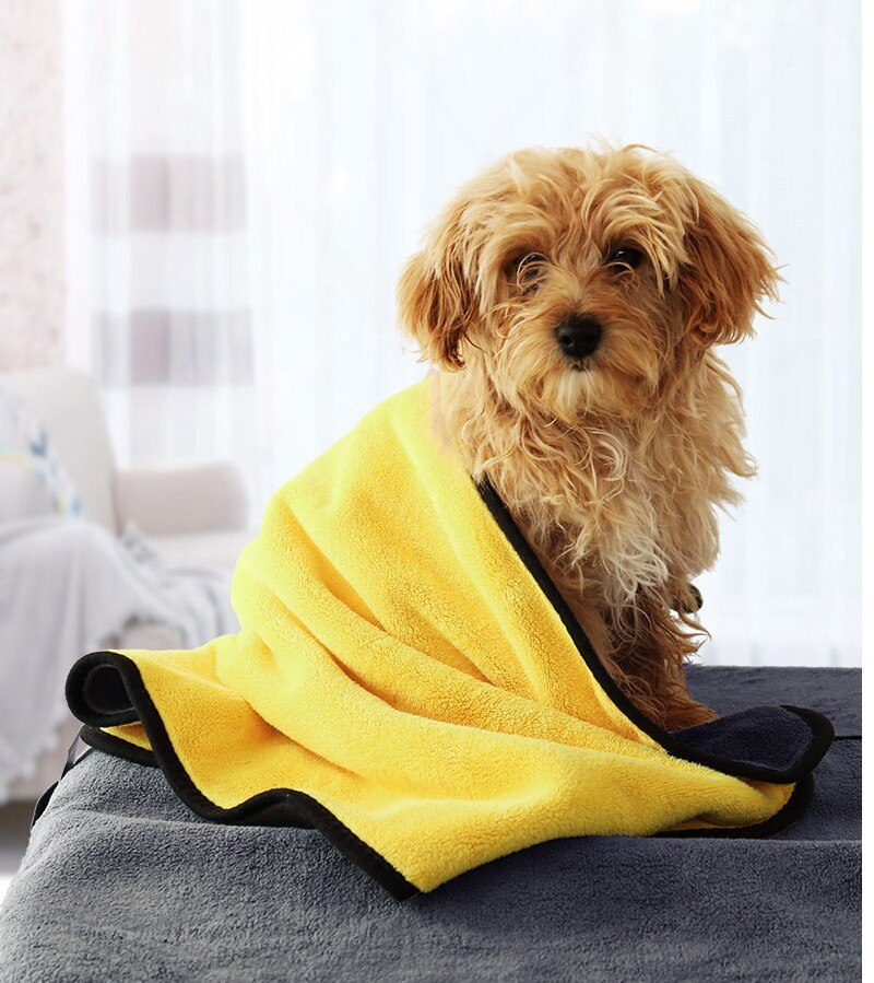 Dog Bath Towel - Super Absorbent Microfiber Dog Towel for Small Medium Large Dogs and Cats, Yellow: 70x140CM