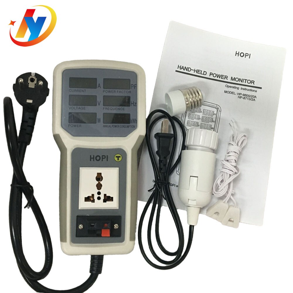 HOPI HP9800 Handheld Power Monitor Energy Meter Analyzer HP-9800 20A LED Saving Lamps Tester EU/AU/UK/US Plug Socket
