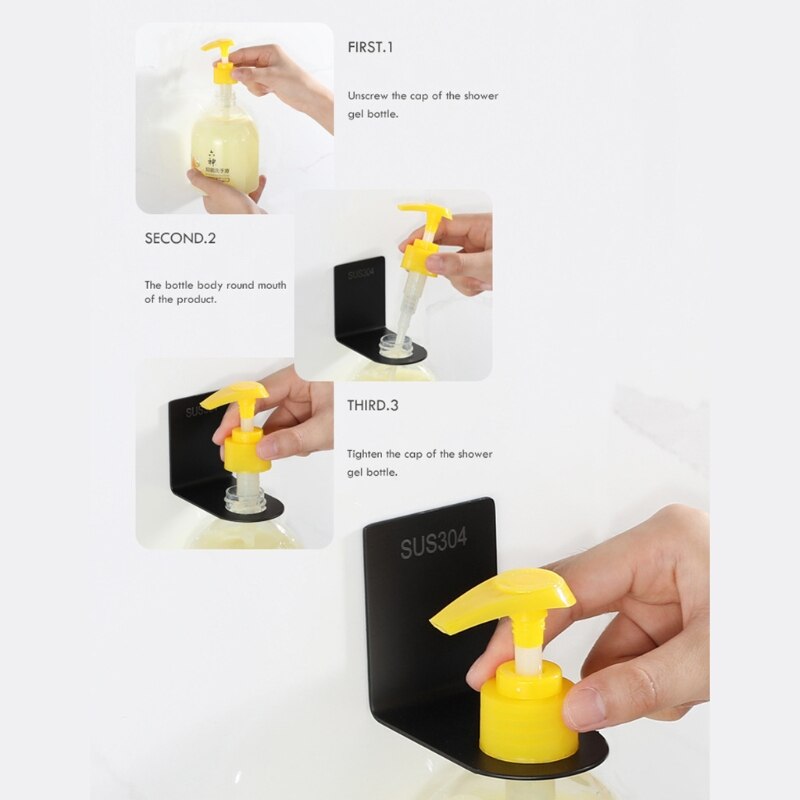 Stainless Steel Suction Cup Rack Shower Gel Shampoo Soap Liquid Wall Mount Holder Bathroom Shelf Organizer Hook