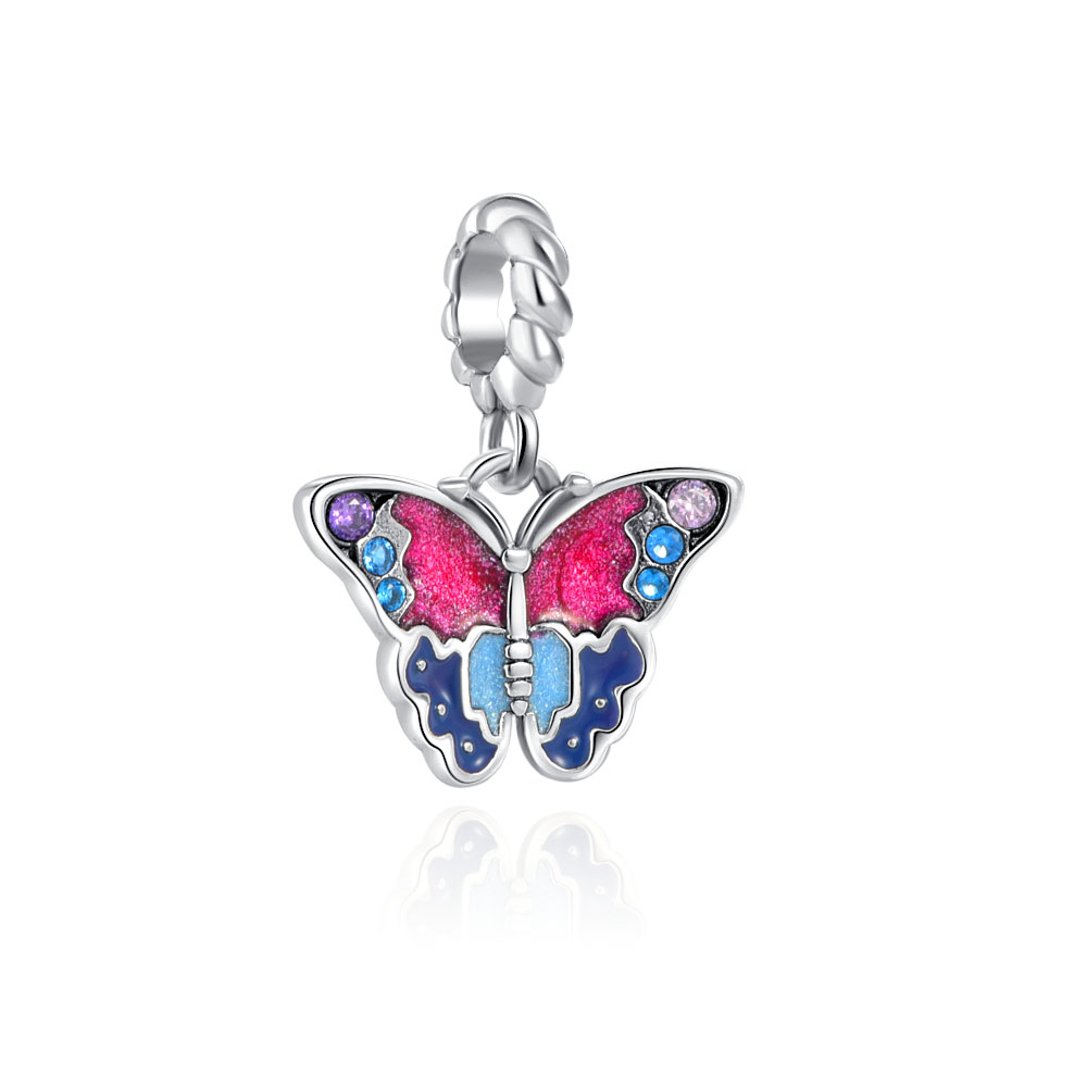 Pendentif papillon oiseau en argent Sterling 925, bricolage, perles, breloques originales pour Bracelet, accessoires pour femmes, été: B1938