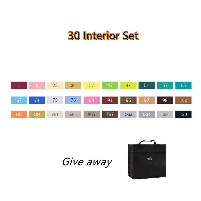 TouchNEW Soft Brush Markers Pen Sketch Markers Alcohol Based Dual Head Brush Markers Pen For Drawing Manga Art Supplies Markers: 30 Colors  indoor