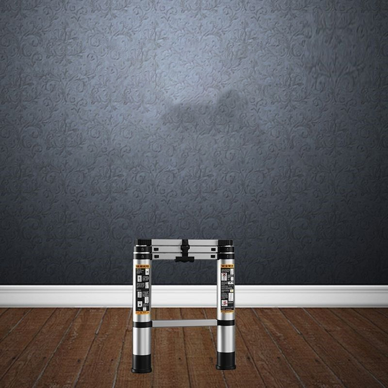 Portable Stainless Steel Telescoping Ladder, Multi-Function Extendable Adjustable Step Ladder Ideal for Home and Garden Use: Silver