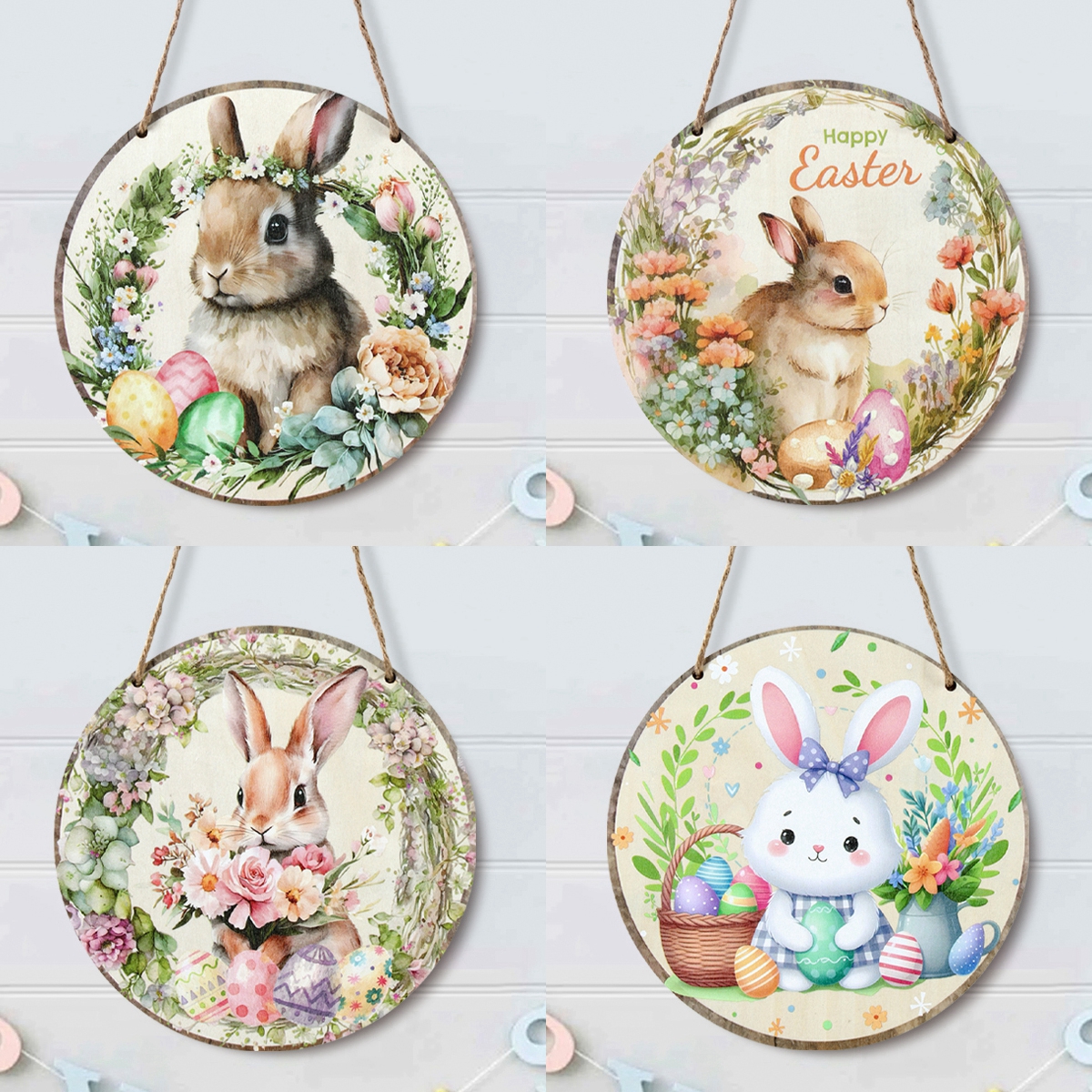 Panneau de porte en bois lapin de Pâques, Hello Welcome, Lapin de Pâques, Carotte, Plaque, Face Pendant, Joyeuses Pâques, Décor de fête, 2025