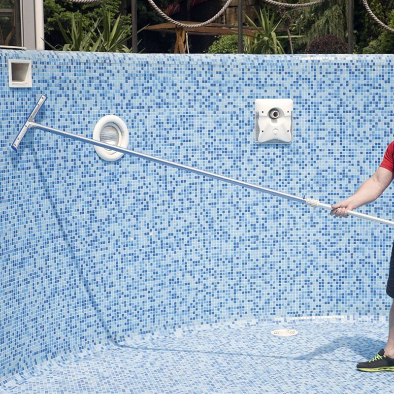18in Duurzaam Outdoor Zwembad Muur Borstel Schoonmaak Tool Aluminium Handvat Voor Vijver Spa Spring Zwembaden Algen Remover Scrubber