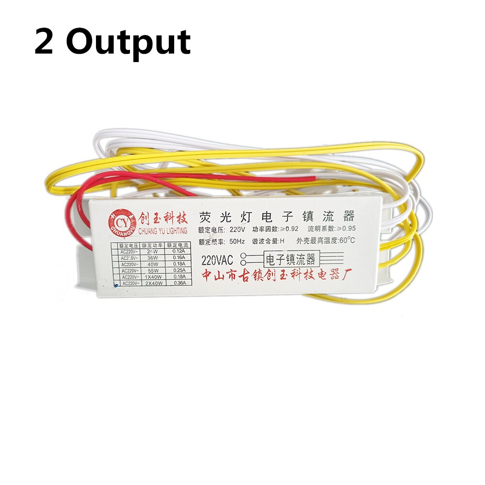 T8 Electronic Ballasts 20w 30w 36w 40w Universal 220V 50Hz Neon Lamp Ballast Fluorescent Lamps Rectifier 1 Output/2 Output CE UL: 2 Output