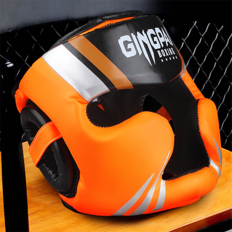 Förderung Boxen MMA Sicherheit Helm Kopf Getriebe Protektoren Erwachsene Art Ausbildung Kopfbedeckungen Muay thailändisch Kickboxen Volle-abgedeckt Helme: dy Orange / M