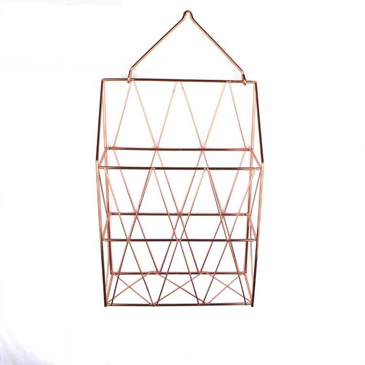 Panier de rangement mural en métal, panier de rangement suspendu à la nordique, filet de rangement en fer pour bureau, Magazine, journal, organisateur, support de décoration murale: orange