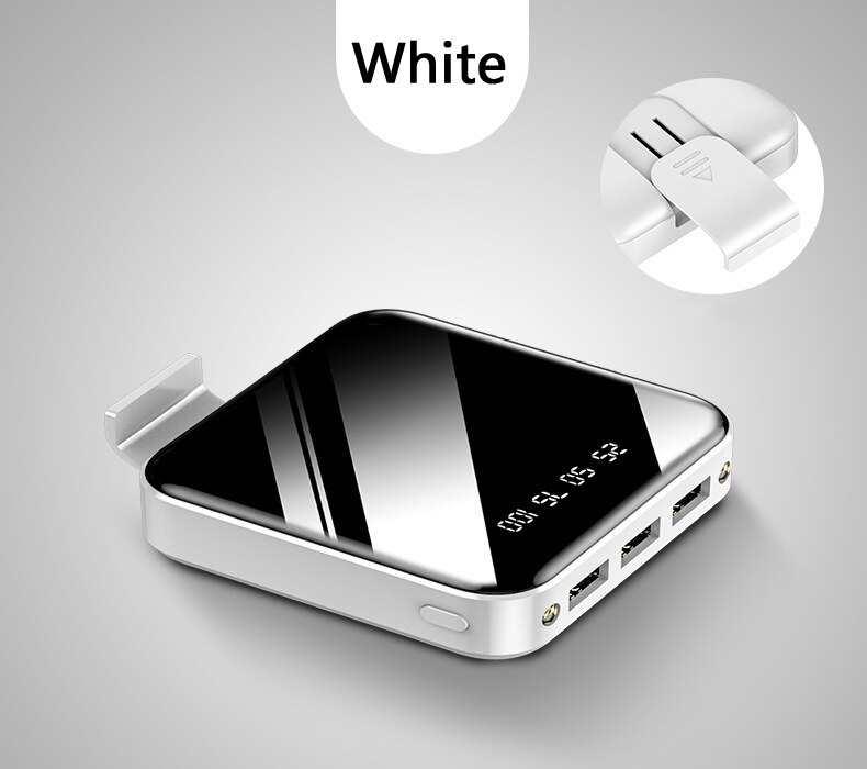 Mini-powerbank 20000 mah, typ c, tragbar, externer akku mit spiegelbildschirm, kompatibel mit xiaomi  mi 8 9 iphone 11.