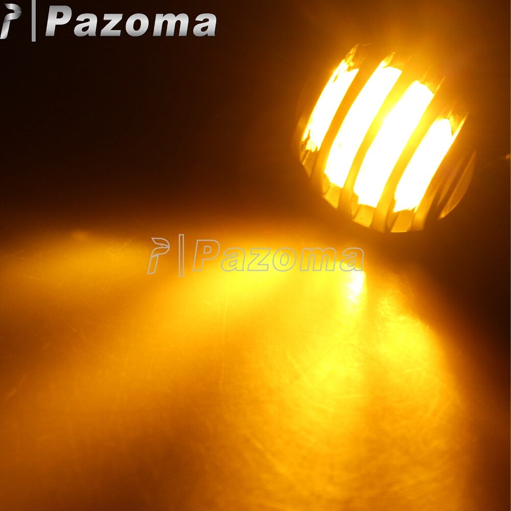 PAZOMA-Lámpara de luz intermitente para motocicleta, parrilla de aluminio cromado, indicador de luz intermitente para Harley Chopper Bobber