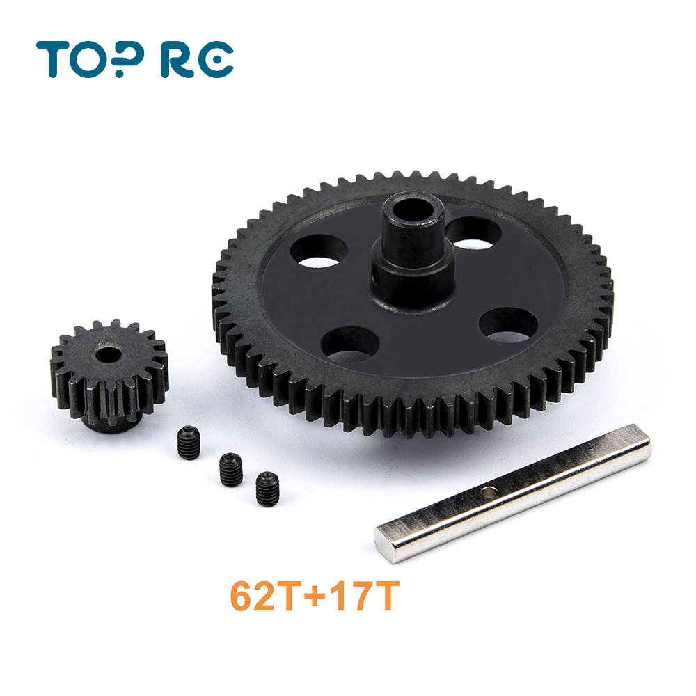 Stalen Metalen Spur Diff Gear 62T Reductie &amp; 17T Pinion Motor Gear 0015 0088 Voor Wltoys 12428 12423 1/12 Rc Auto Crawler Deel