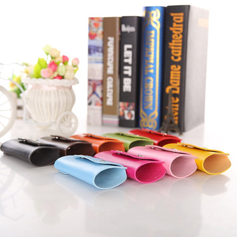 1 PC couleur unie Portable Pu cuir femme de ménage titulaires porte-clés porte-clés sac étui unisexe portefeuille couverture Simple sac de rangement