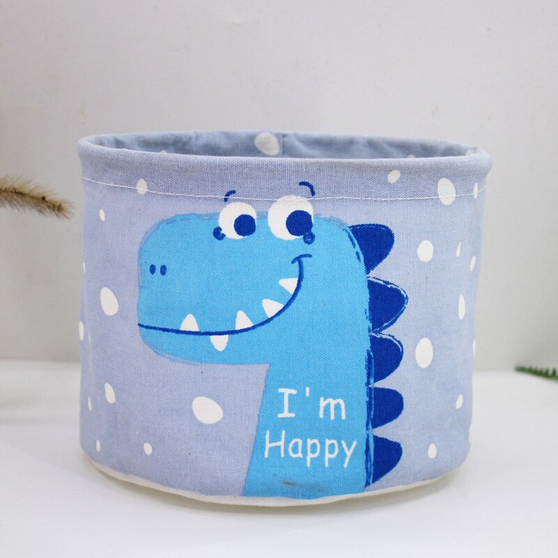 Toy cartoon small storage bucket dirty clothes debris storage basket foldable: Blue dinosaur