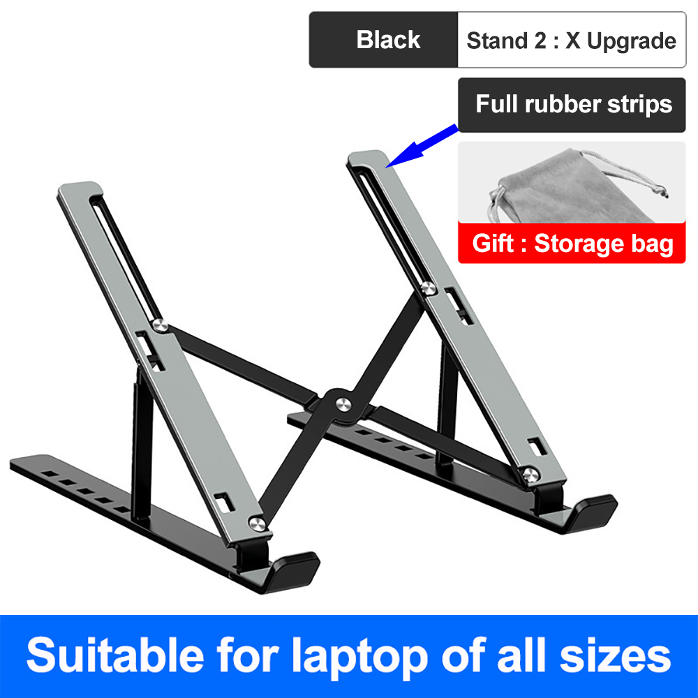 Laptop Holder for MacBook Air Pro 13 Retina Notebook Laptop Stand Bracket Foldable Aluminium Alloy Laptop Holder for PC Notebook: Black 2