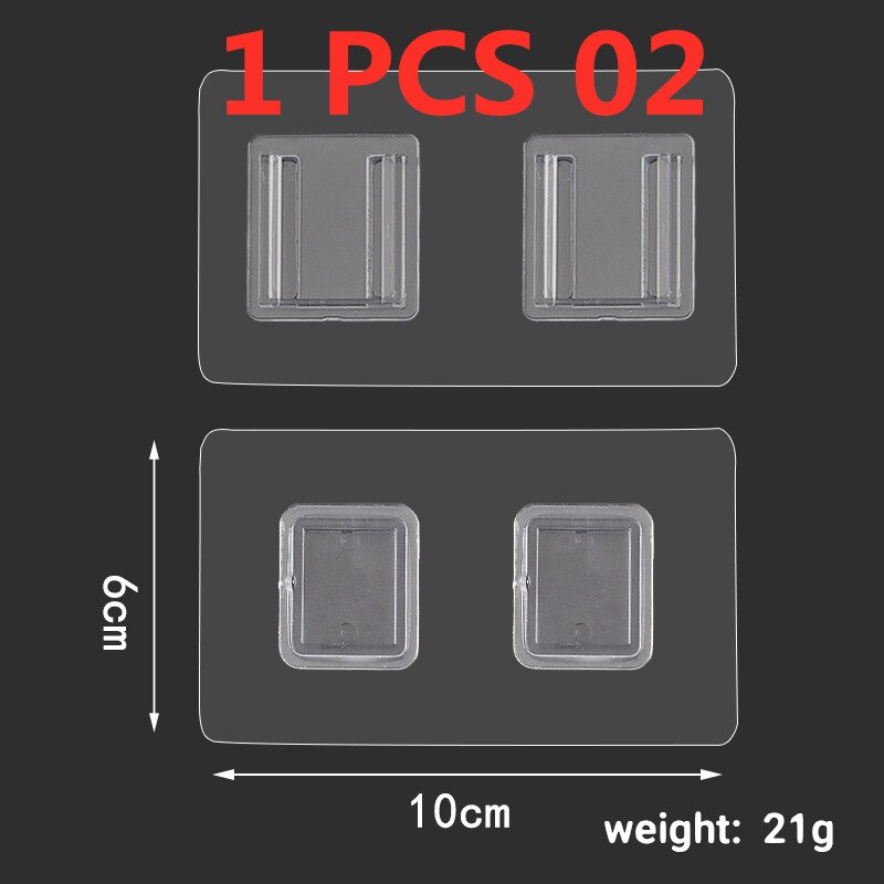 Crochet mural adhésif Double face, 1 paire, sans poinçon, Transparent, crochet autocollant, salle de bains, cuisine polyvalente, rangement de salon: Double Buckle