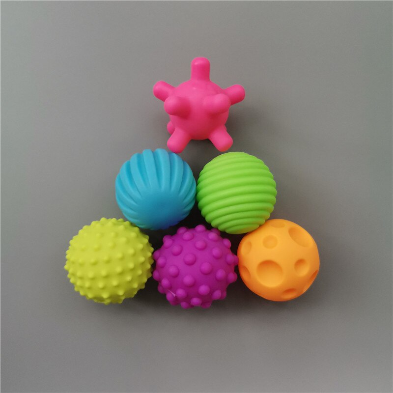 6 stk baby farverig lydmassage gummi legetøjskugler røre taktil håndcrawling træning badelegetøj til børn børn udendørs spil