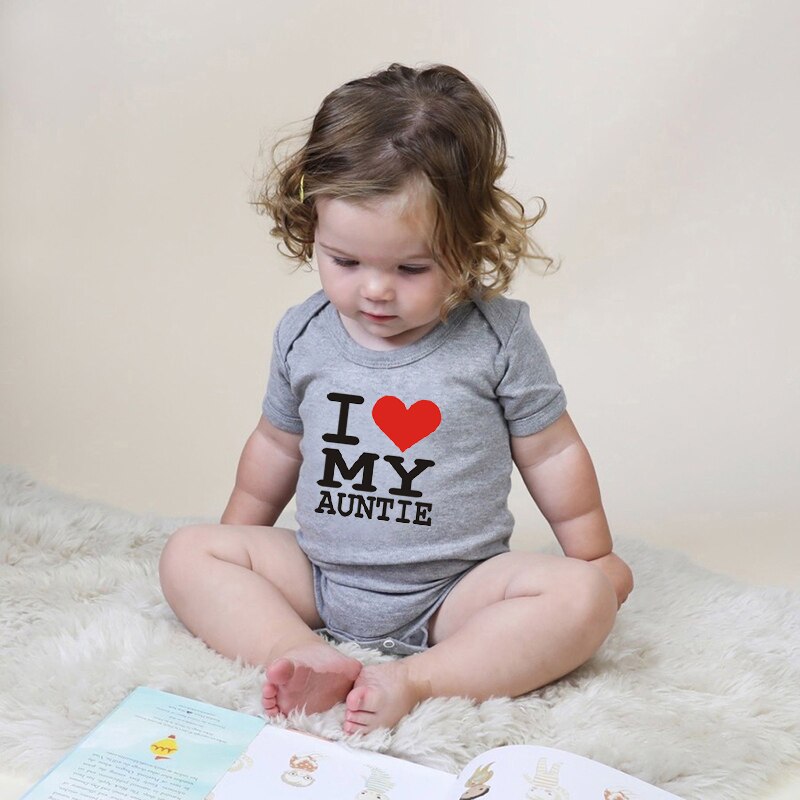 Ik Hou Mijn Tante Brief Print Zomer Baby Romper Katoen Korte Mouw Romper Voor Baby Jongen En Meisje Zomer Baby kleding 0-24M