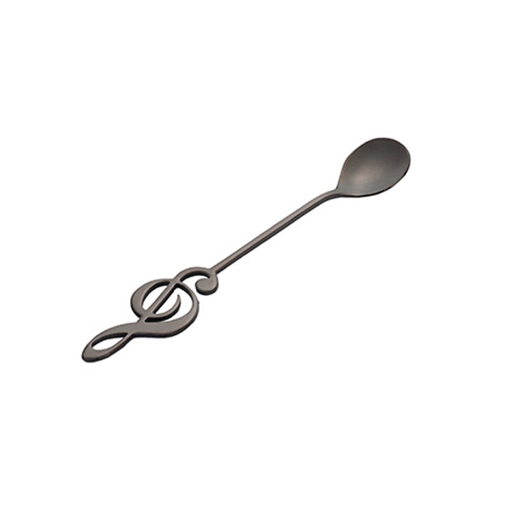 Musical Note Coffee Spoons Stainless Steel Tea Stirring Spoons Sugar Ice Cream Mug Dessert Spoon Drink Tableware for Bar Party: black