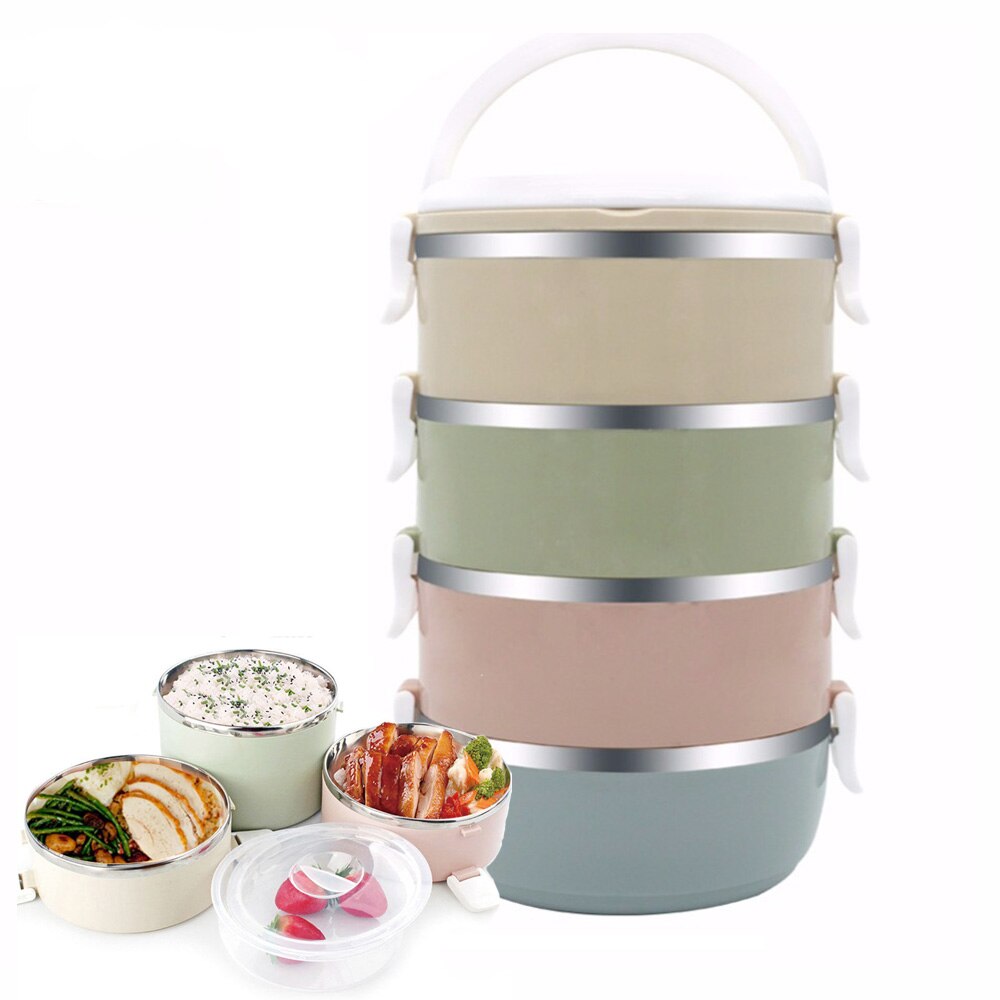 Ahtoska 2/3/4 lager bärbar matbehållare termisk bento lunchlådor i rostfritt stål snacks för matförvaring camping servis
