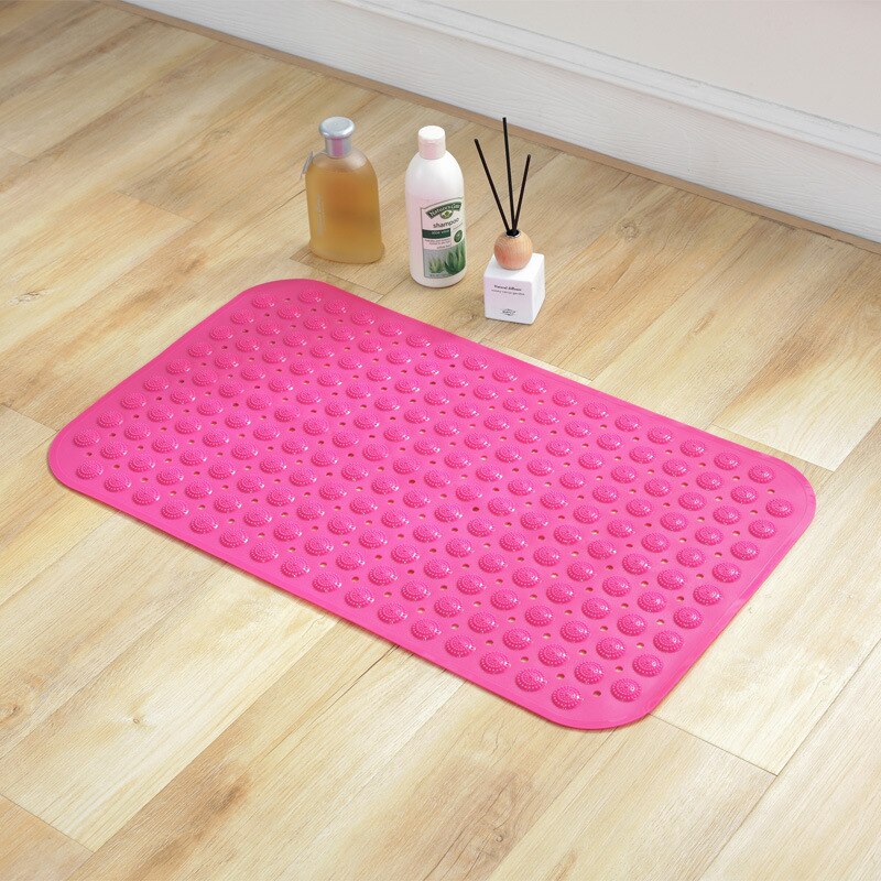 35*71cm anti-skli badematte med sugegummi badekar dusj safe matte gulvmatte badekar matte fotmassasje ren farge teppeteppe: Rosenrød