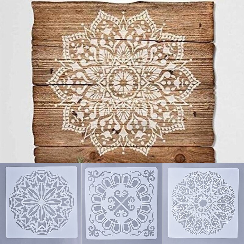 Mandala Lotus Schablone Malerei Geometrie Boden Zauberstab Dekorative Vorlage DIY Sammelalbum Färbung Präge Album Werkzeug