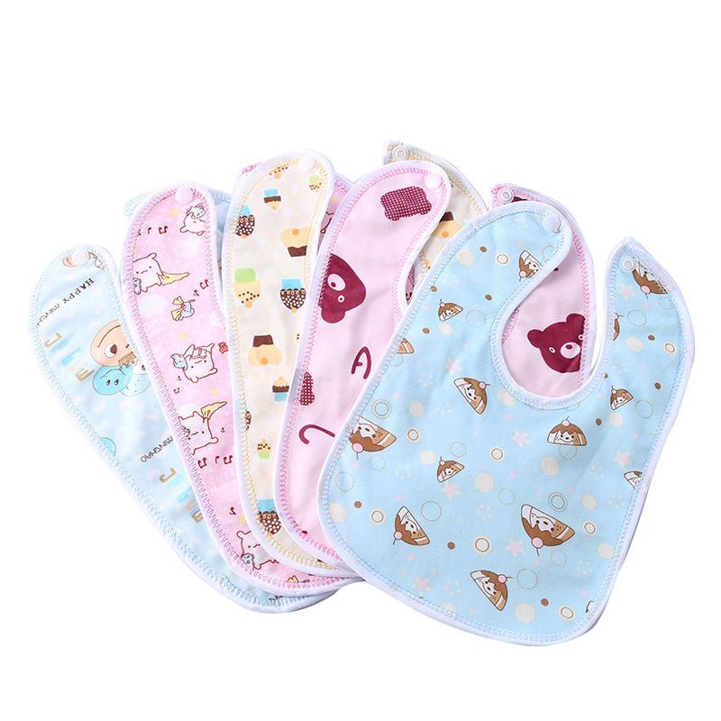 4Pcs Random Color Baby Bibs Bandana Waterproof Cotton Burp Saliva Towel Boys Girls Accessories