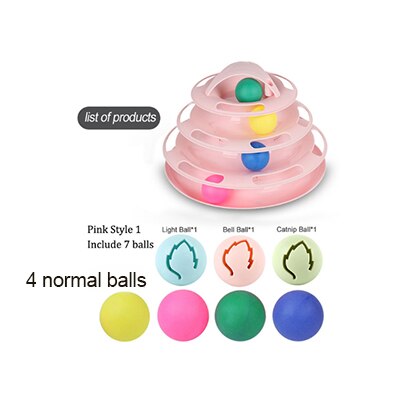 Three Levels Pet Cat Toy Tower Tracks Disc Cat Intelligence Amusement Triple Pay Track Cat Toys Ball Training Amusement Plate: 12