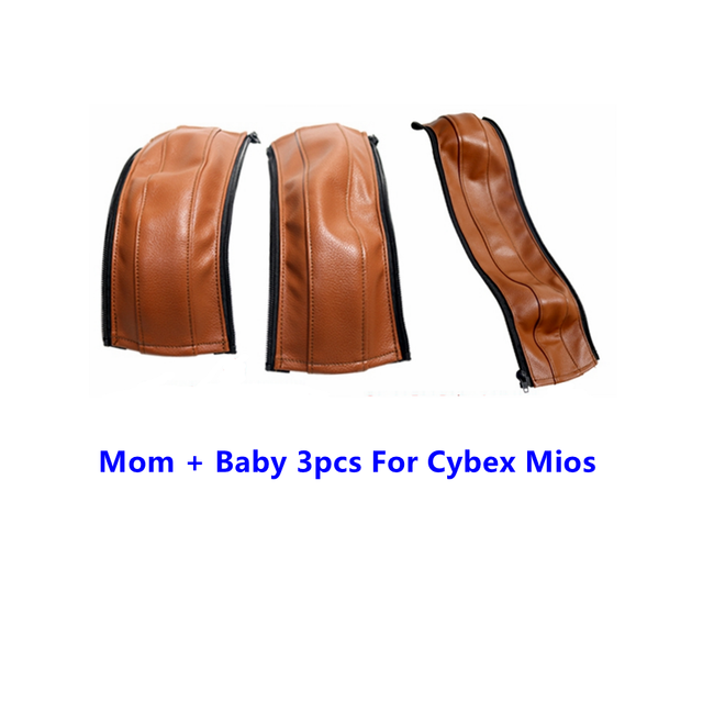 Kinderwagen PU Leder Griff Abdeckungen passen Für Cybex Mios Kinderwagen Stoßstange Hülse fallen Armlehnen Schutzhülle Kinderwagen Zubehör: Mama Baby 3Stck Braun
