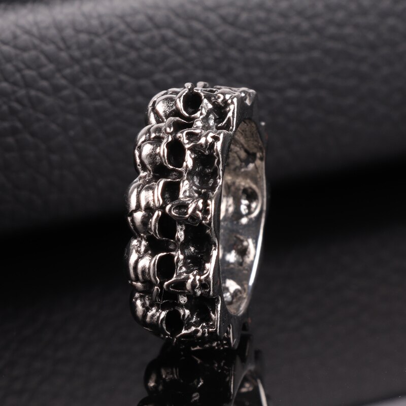 Unieke Zilveren Kleur Punk Ring 316L Rvs Heavy Suiker Schedel Ring Mens Mandala Bloem Santa Muerte Biker Sieraden