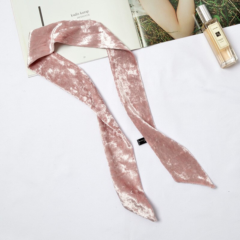 Gargantilla de terciopelo para mujer, pañuelo delgado de Color sólido, Bandana , ropa para el cuello, pulsera, ropa para la cabeza, [1278]: Rosa