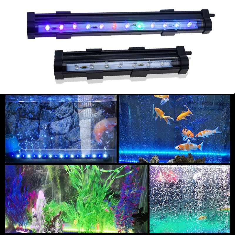 Aquarium Lights 15-45CM Fish Tank LED Bubble Light Diving Lights Waterproof Strip Lamp EU US Plug Colorful Fish Tank Light