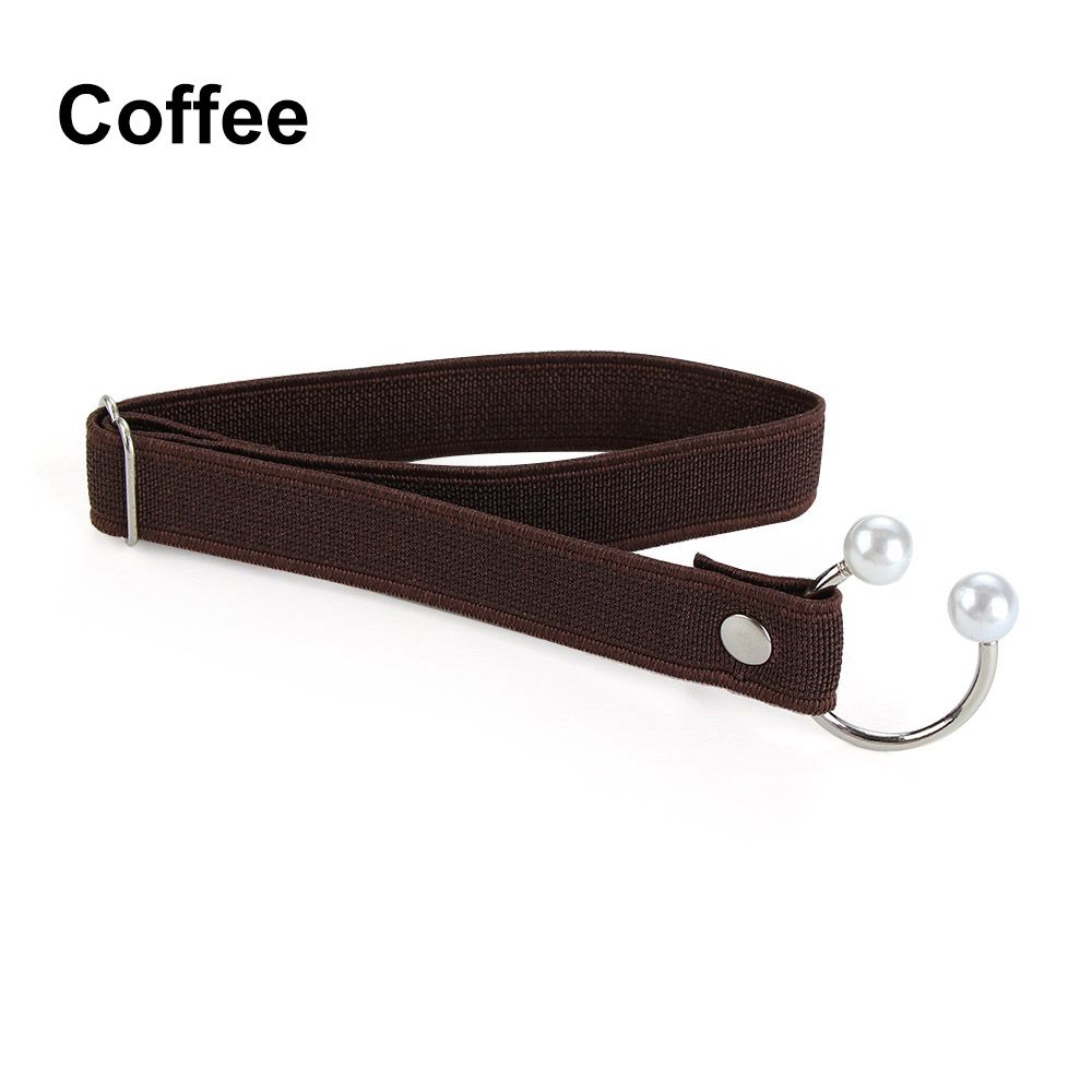 Correa elástica para zapatos de tacón alto para mujer, correa ajustable con perlas en forma de U, cordón elástico anticaída, accesorios para zapatos, 1 par: coffee