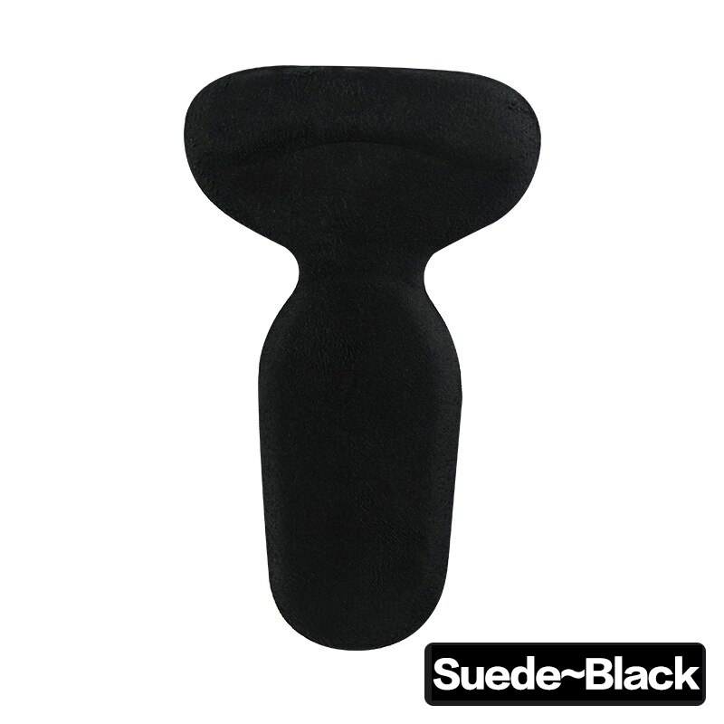 1 pair Gel Foot Care Orthopedic Insole Brand T-Shape Silicone Non Slip Cushion Foot Heel Protector Liner Shoe Insole Pads: Suede-Black