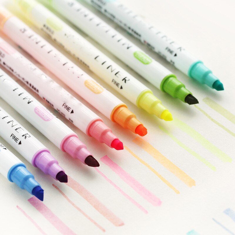 12 Pcs/set Cute Japanese Stationery Zebra Mild Liner Double Headed Fluorescent Pen Milkliner Pen Highlighter Pen Mildliner