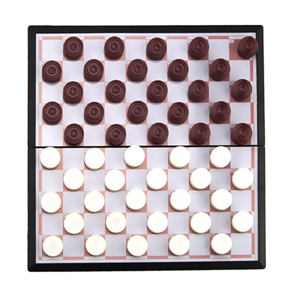 Branco & brown checkers magnéticos/draughts dobrável chessboard jogo de xadrez internacional jogo de tabuleiro de viagem quebra-cabeça brinquedo festa diversão