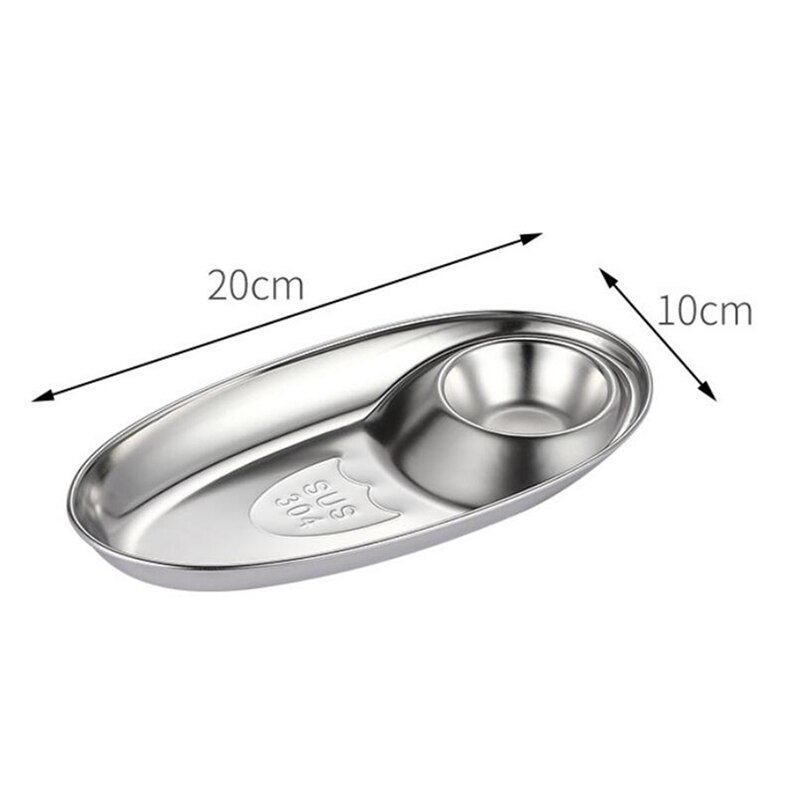 Kitchen Vegetable Plate Stainless Steel Fast Food Oval Sushi Shrimp Dumpling Kimchi BBQ Fast Food Seasoning Plate