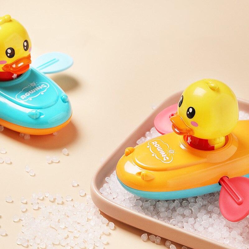 Children's bath toy chain rowboat toy swimming swimming cartoon duck baby early education bath beach