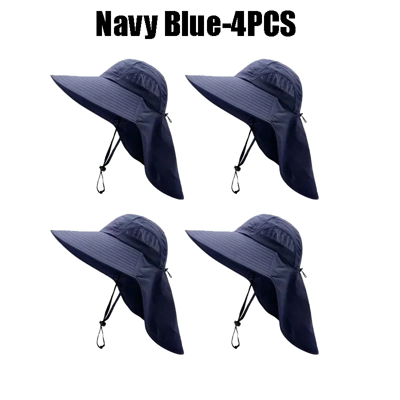 Cappello da sole estivo a tesa larga da uomo con protezione per il collo Cappello da pesca all'aperto Scialle Scialle Denim Copertura per il viso Protezione solare: Arancione