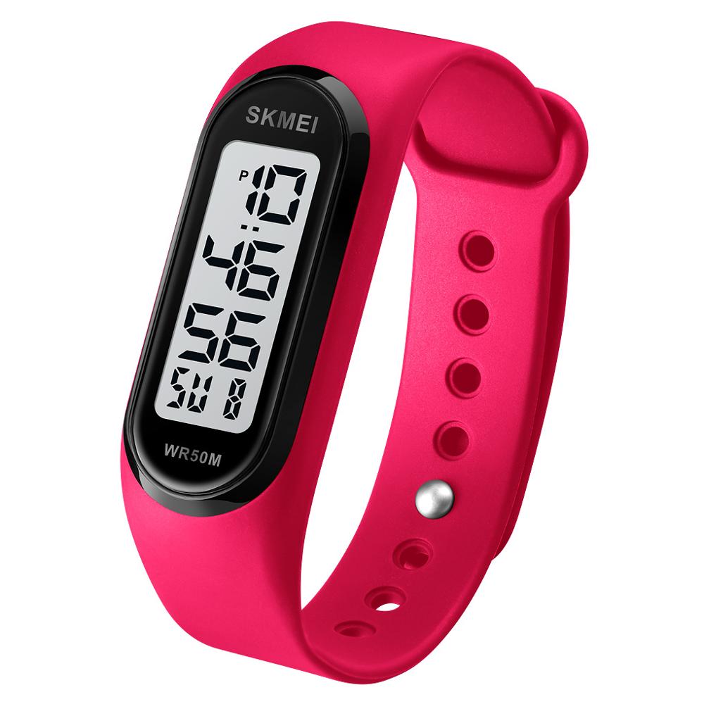 Simple Women Sports Watch Luminous Bracelet SKMEI Women Silicone Electronic Digital Watches 50M Watchproof Watch Ladies: rose red-white