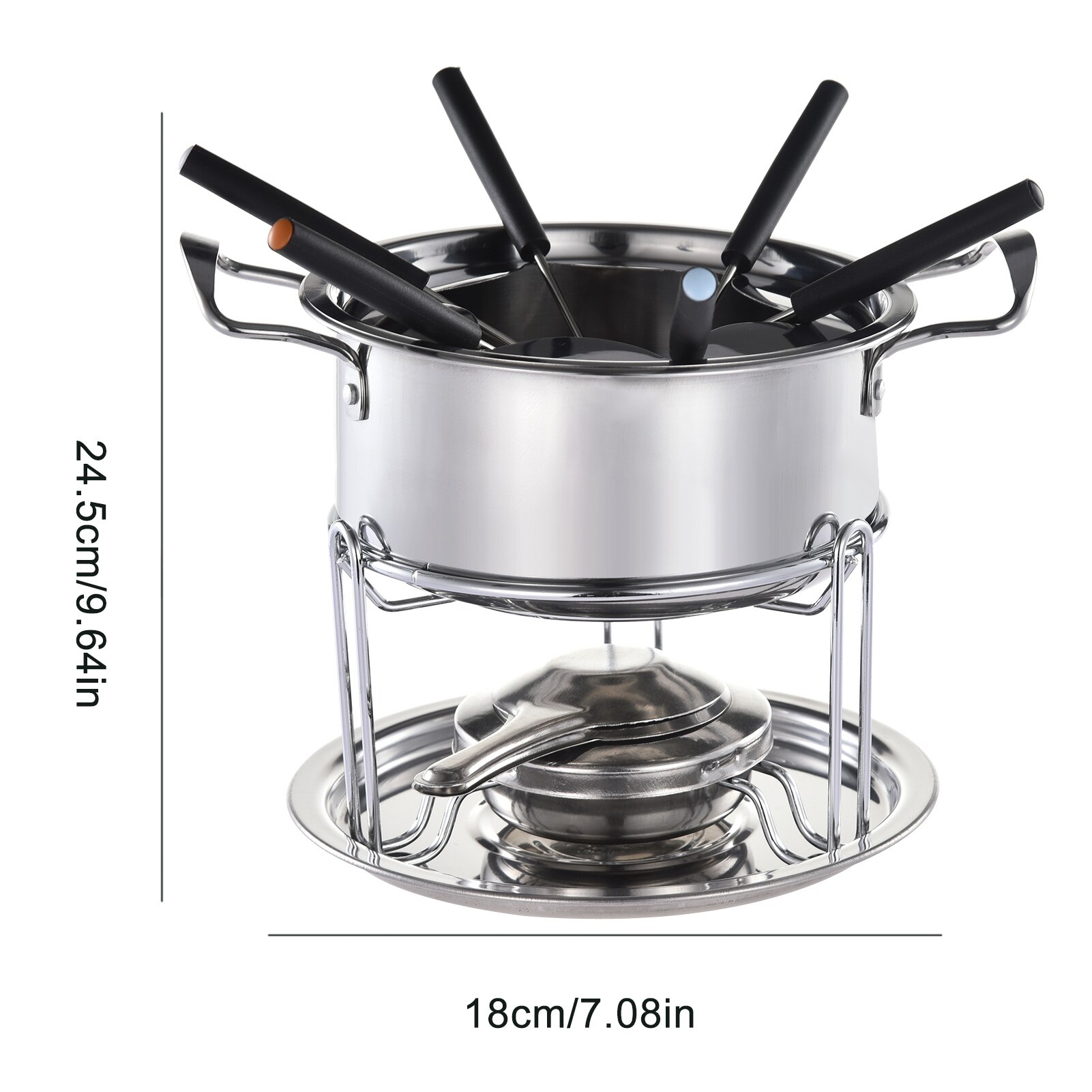 10 st set smältugn i rostfritt stål glass smältgryta ostfondue kökstillbehör