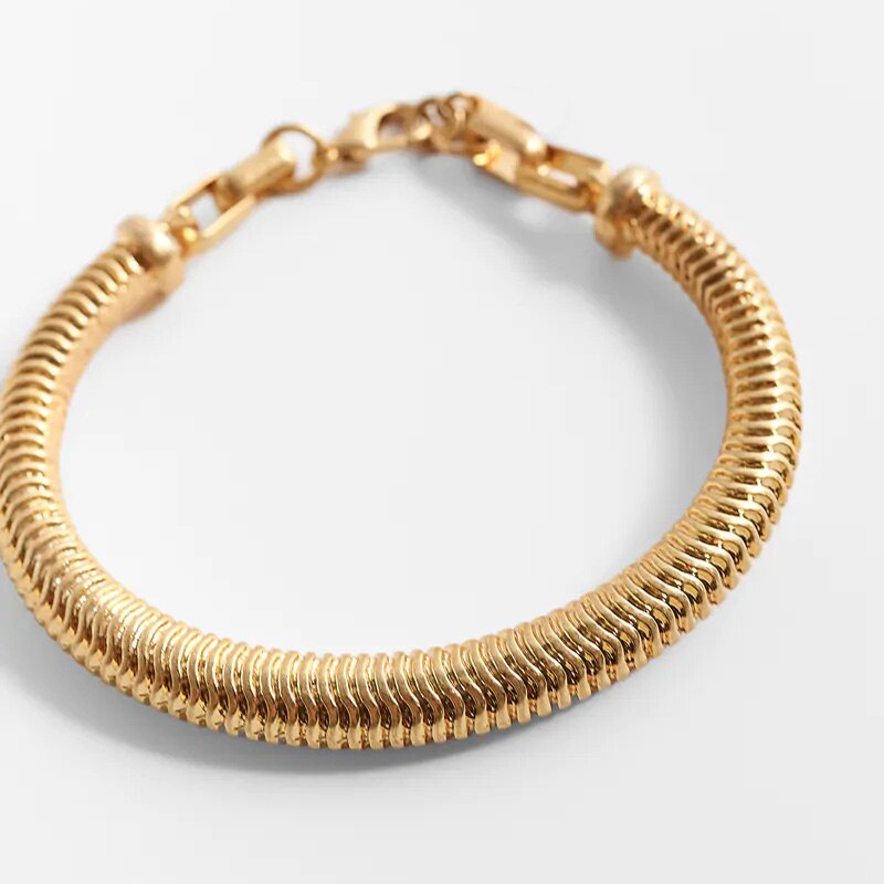 ZA Vintage Statement Gold Metal Three Chain Bracelet For Women Luxury Gothic Chain Layered Bracelets Trendy Jewelry: BT022-1